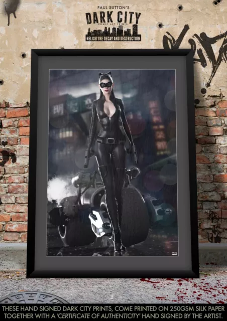 Catwoman SEXY Anne Hathaway TDKR Zoë Kravitz DC Comic Signed A3 Print Dark City