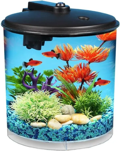 Koller Products AquaView 2-Gallon Plastic 360 Aquarium with Power Filter & LED