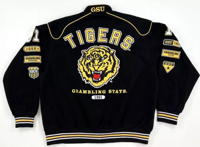 Big Boy Grambling State Tigers Mens Size Large Bomber Varsity Jacket Black Gold