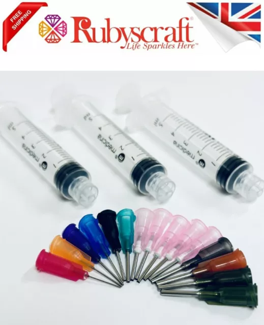 3pcs 5ml Syringes & 15pc Mix Blunt Tip Needles for Thick Glue Ink, Glue, Crafts