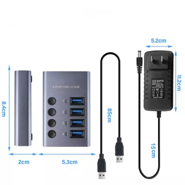 4 7 10 Ports USB 3.0 HUB Powered + High Speed Splitter Extender AU Power Supply 2