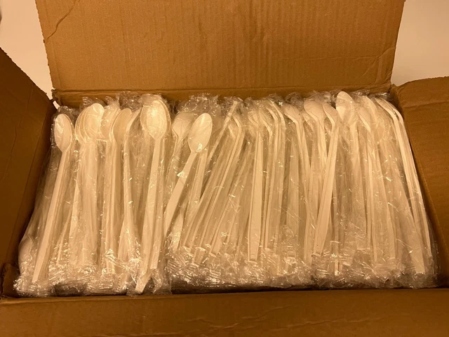 Prime Source Individually Wrapped White Disposable 8" Soda Spoons - Box of 1000