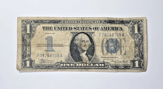 1934 $1 Silver Certificate Funny Back FR 1606