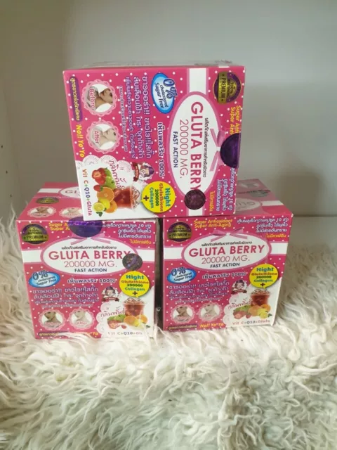 Gluta Berry 200000mg Boisson Collagène Et Glutathion Whitenin Anti-âge X3 BOITES