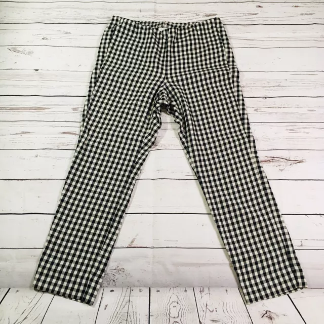 J Jill Womens Size 12 Pants Tapered Cropped Black White Gingham