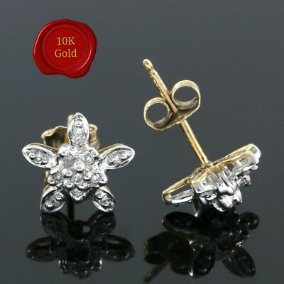 Pretty 1/5 Carat (22 Pcs) Diamond 10Kt Solid Two Tone Gold Earrings