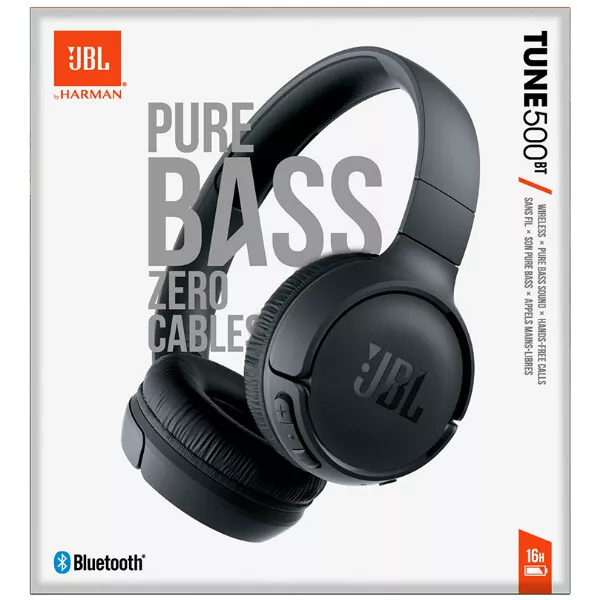 JBL TUNE500BT WIRELESS On Ear Headphones With Mic Black EUR 45