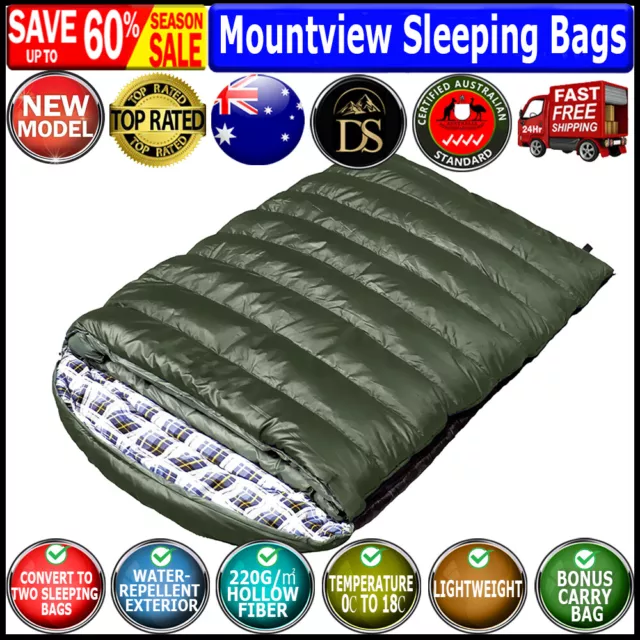 Mountview Sleeping Bag Double Bags Outdoor Camping Hiking Thermal -10℃ Tent