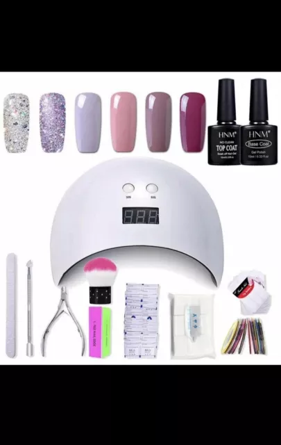 Gel Nail Polish HNM 6 Gel Nail Starter Kit with 24W LED Curing Lamp Base