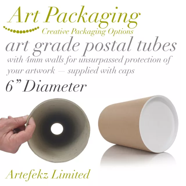 ART POSTAL TUBES 1 x 39" 1000mm x 152mm 6" Diameter 4mm WALL STRONG HEAVY DUTY