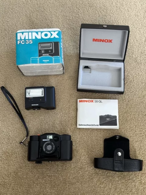 Minox 35 GL Camera With Flash And Leather Case