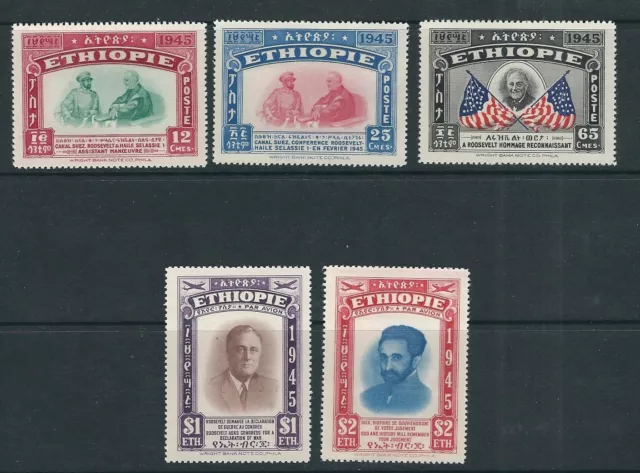 Éthiopie 1947 Fdr Et Haile Selassie Complet Ensemble (Sc 278-80 C21-22) VF MNH