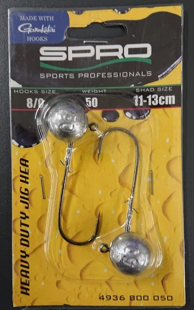 Spro HD Jighead 8/0 50g Jigkopf 2 Stück Gamakatsu Rundkopf für Shad 11-13cm