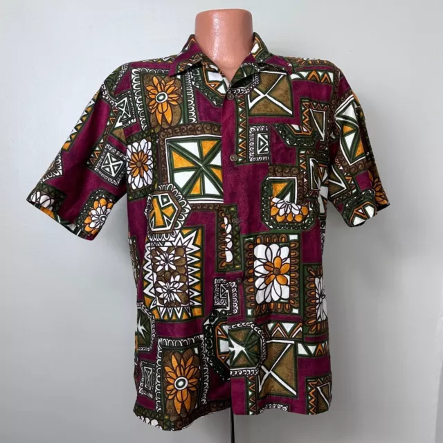 VINTAGE 1970S HAWAII Floral Tiki Shirt Kona Kai Hawaiian Casuals ...