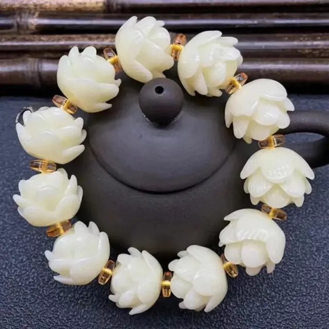 White Jade Bodhi Roots Bracelet Beads Fashion Bracelet Buddha Charm Bracelets 2