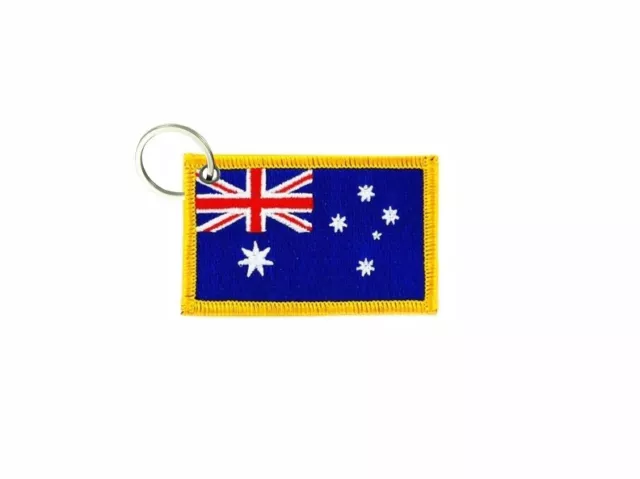 Keychain keyring embroidered  patch double sided flag australia australian