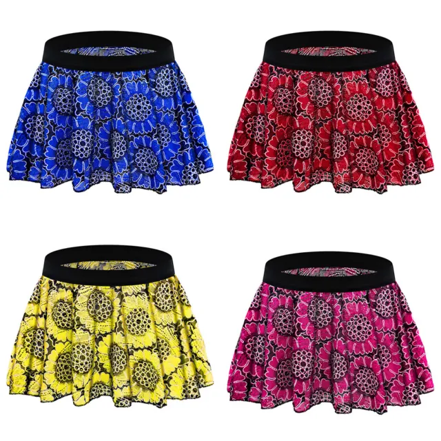 Mens Skirt Pleated Underskirts Sexy Underwear Short Costume Flower Lingerie Gay