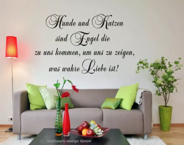 Wandaufkleber,Wandtattoo, "Hunde und Katzen - wahre Liebe", Tiere, Spruch,