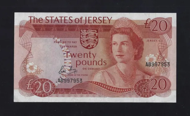 Jersey 20 Pounds 1976 - 1988 P-14 VF UK Great Britain ENGLAND
