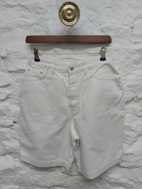 St Michael. Vintage White Denim Shorts. UK 14. High Waisted. Classic.