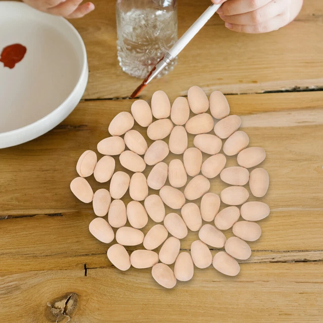 100 Pcs Wooden Simulated Eggs Easter Wood Crafts Decorate Child