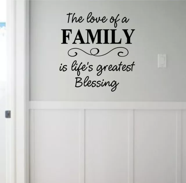 LOVE OF A FAMILY GREATEST BLESSING Wall Decal Quote Home Decor Words Lettering