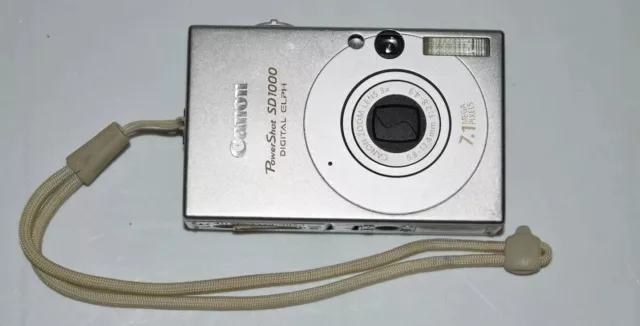 Canon PowerShot ELPH SD1000 7.1MP Digital Camera Silver - For Parts/Repair