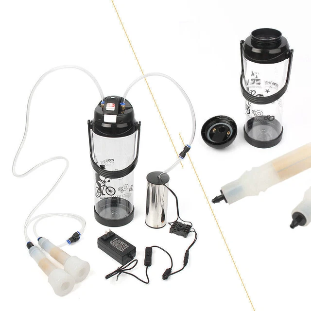 0.8gal Cows Milker Electric Milking Machine Sheep Pulse Vacuum Pump Bucket Farm