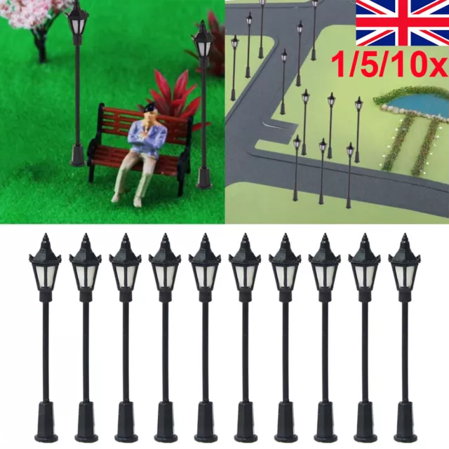 1-10Pcs HO OO Gauge Model Train Lamps Railway Lamp Posts Led Street Lights Decor