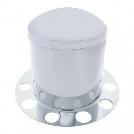 Stainless Dome Rear Axle Cover 3PC Kit W/ 1-1/2" Nut Cover-Aluminum Wheel; 21213