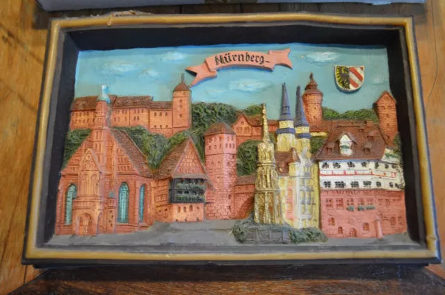 Vintage Germany Wax Picture Nurnberg,Nuremberg,7.5 x 11",Original Box,HandPaintd