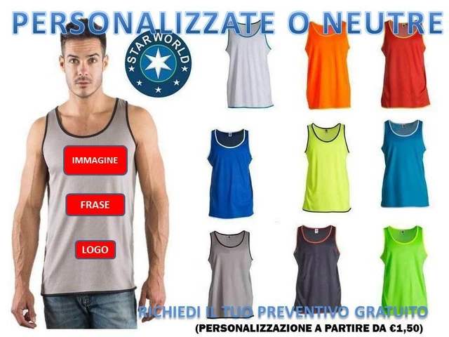 canotta canottiera uomo sportiva star world poliestere100% maglia sport XS-XXL