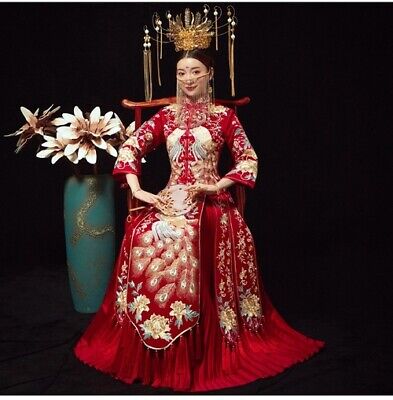 VINTAGE Costume Cinese Vestito da sposa lunghi abiti tradizionali in Cina Qipao