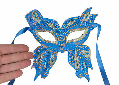 Mask from Venice Butterfly Farfella Blue Silver Glitter Paper Mache 22656 2