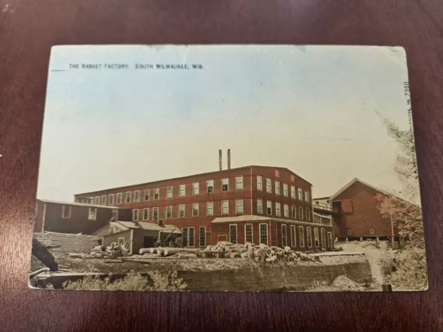 Postcard WI Wisconsin South Mikwaukee Basket Factory Plant Early Industry