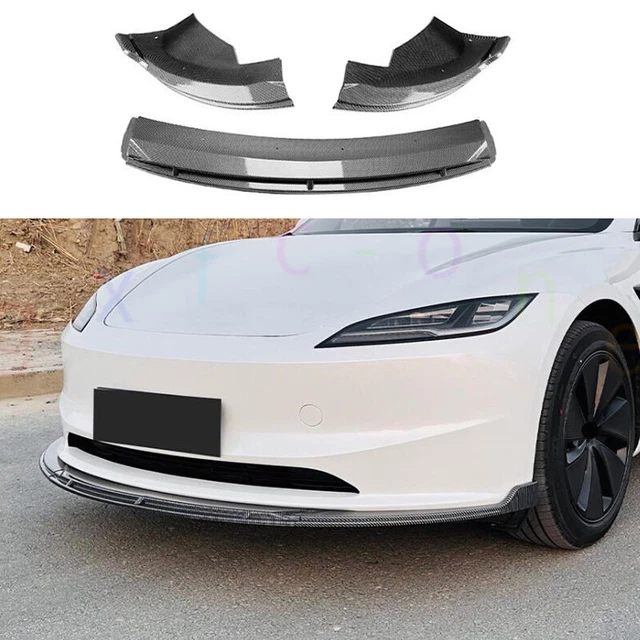 FOR TESLA MODEL 3 20242025 ABS Carbon Look Front Bumper Lip Body