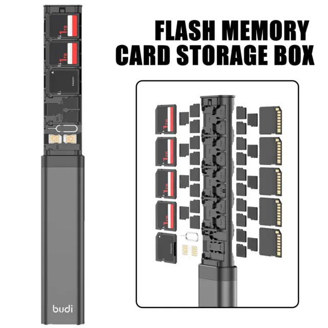 BUDI 30 IN 1 TF Card SIM Card Memory Card Storage Box W7 E9D3