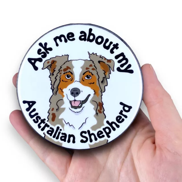 Australian Shepherd Dog Magnet Pet Decor Gift Handmade 3.5" - Red Merle