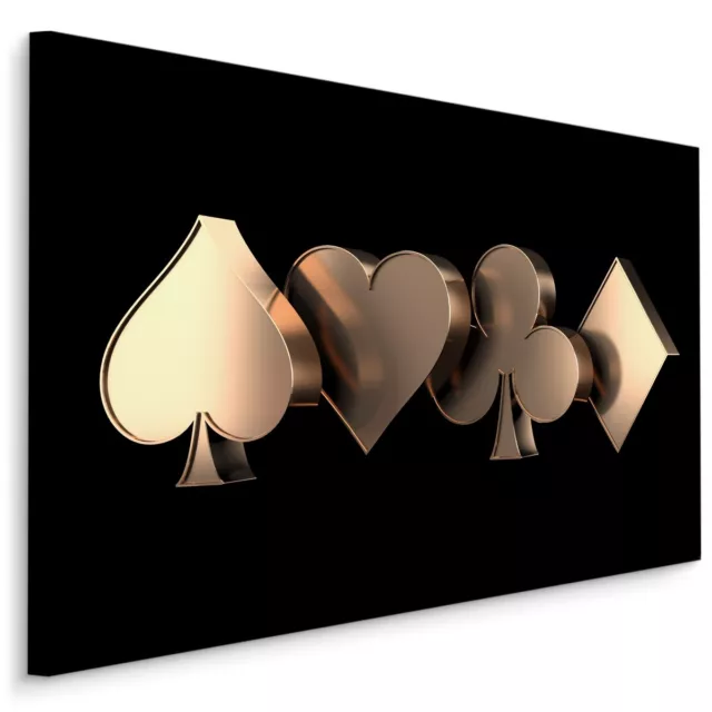 CANVAS Leinwand Bilder XXL Wandbilder Kunstdruck Karten SYMBOLE Gold Poker 4593