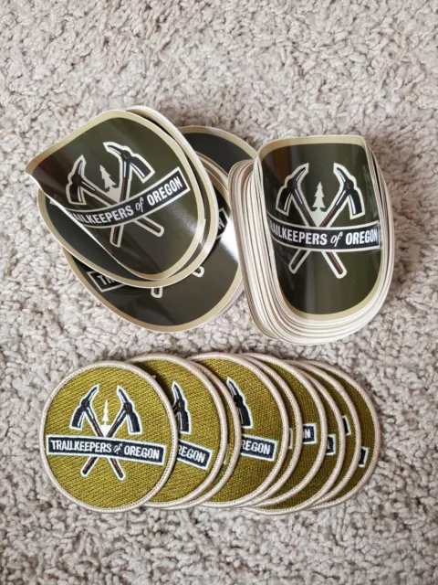Trailkeepers of Oregon patches (9) and stickers (100)