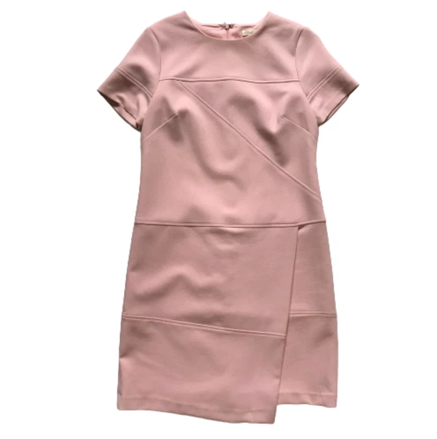 Shoshanna Mini Sheath Dress Womens 4 Pink Short Sleeve Crew Neck Career Lined