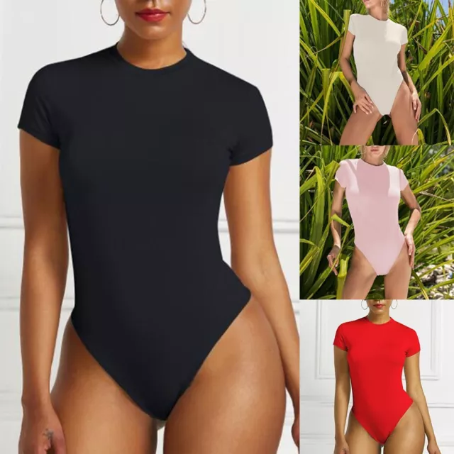 Body string femme couleur unie basique haut à manches courtes pour l'été