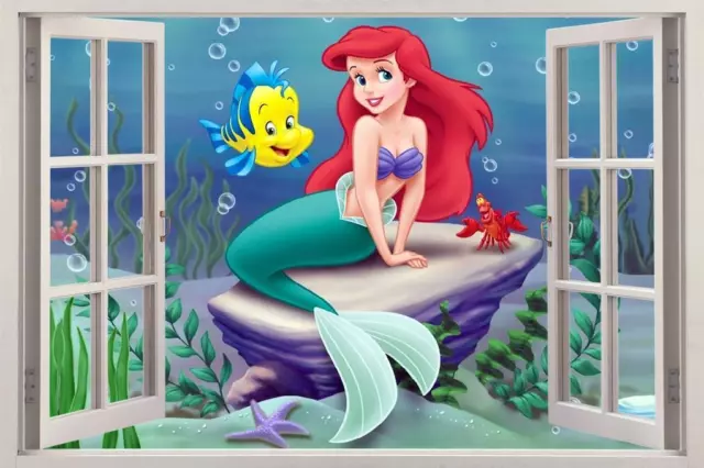 The Little Mermaid 3D Window View Decal WALL STICKER Art Mural Disney FS