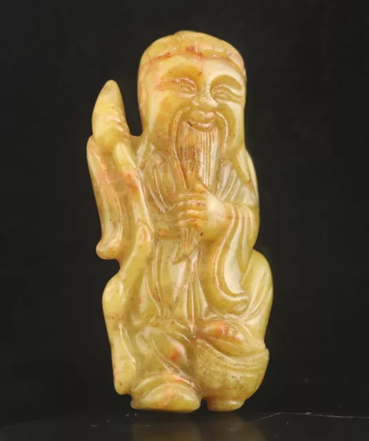 Chinese old natural jade hand-carved statue buddha pendant h