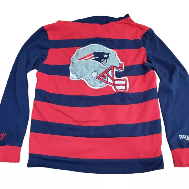 New England Patriots Boys Shirt Red Blue S Hoodie Rugby Logo Cotton Blend 2