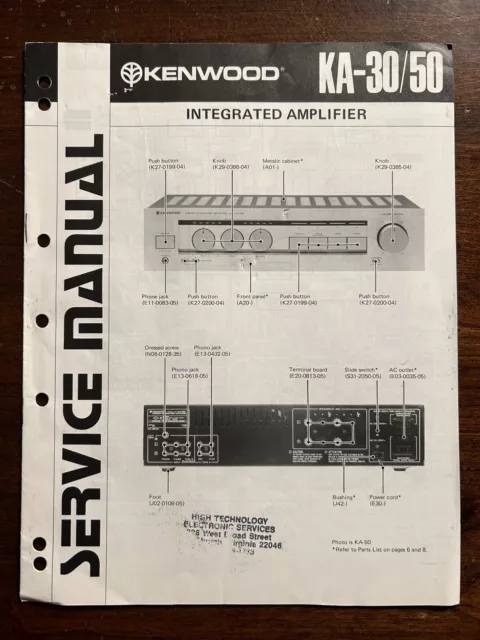 Kenwood KA-30 KA-50 Integrated Amplifier Amp Service Manual Original Genuine OEM