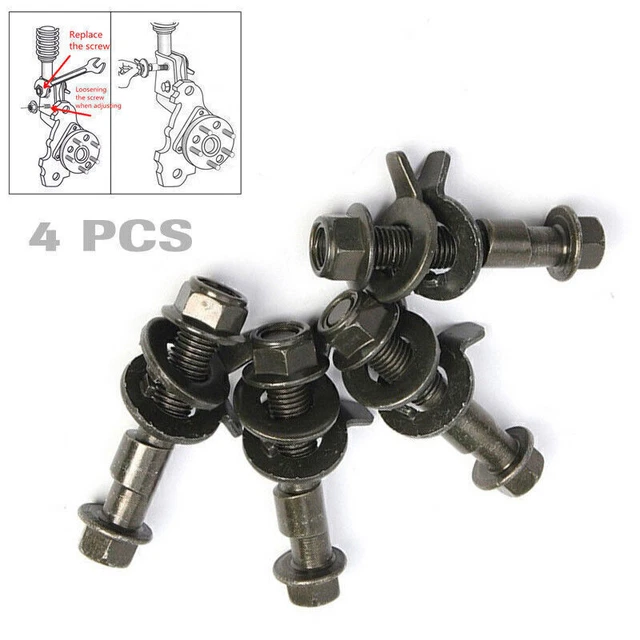 US 4×Steel Car Four Wheel Tire Alignment Adjustable Camber Bolts 10.9 Intensity