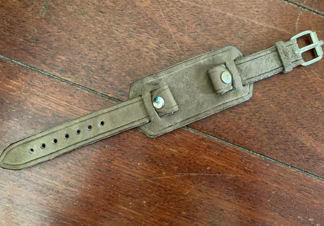 20mm leather WW1 WW2 handmade antique military trench watch bund strap band cuff