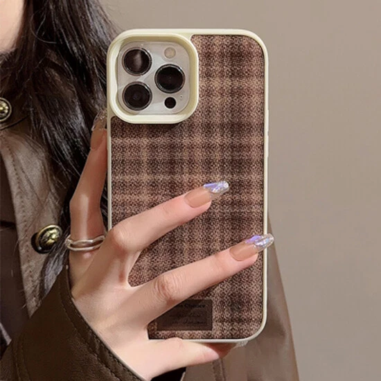 Beige Brown Pattern Back For iPhone 15 Plus 14 13 12 11 Pro/Max Phone Case Cover