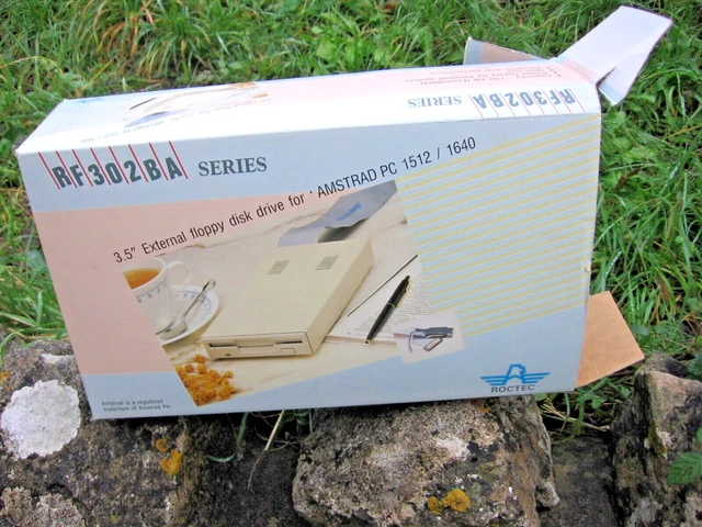 Scatola Roctec e istruzioni per unità floppy disk RF302BA correlata ad Amstrad
